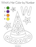 Witch's Hat Color by Number Coloring Page