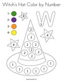 Witch's Hat Color by Number Coloring Page