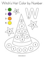 Witch's Hat Color by Number Coloring Page