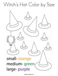 Witch's Hat Color by Size Coloring Page