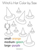 Witch's Hat Color by Size Coloring Page