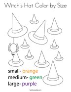 Witch's Hat Color by Size Coloring Page