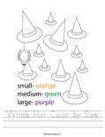 Witch's Hat Color by Size Worksheet
