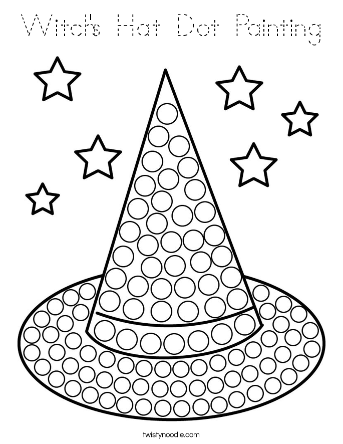 Witch's Hat Dot Painting Coloring Page