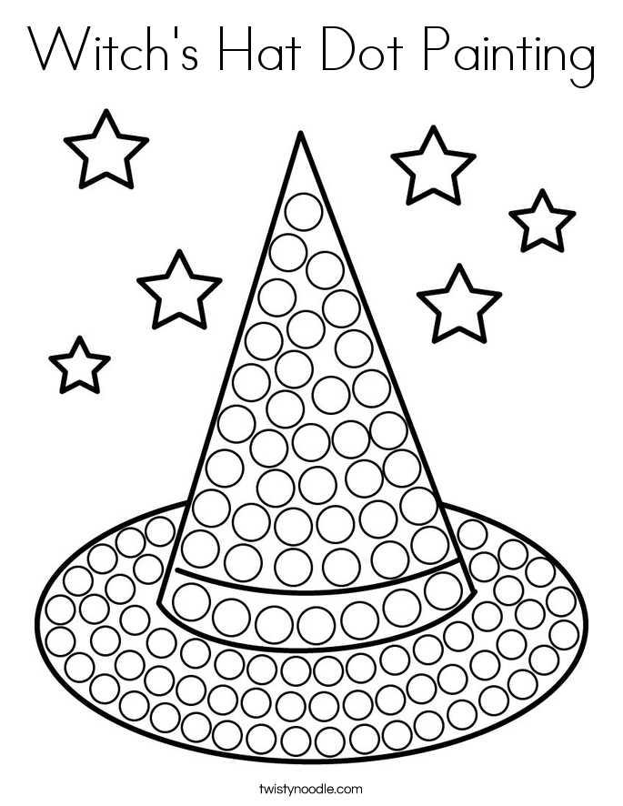 Witch's Hat Dot Painting Coloring Page Twisty Noodle