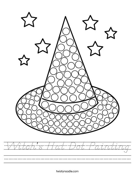 Witch's Hat Dot Painting Worksheet