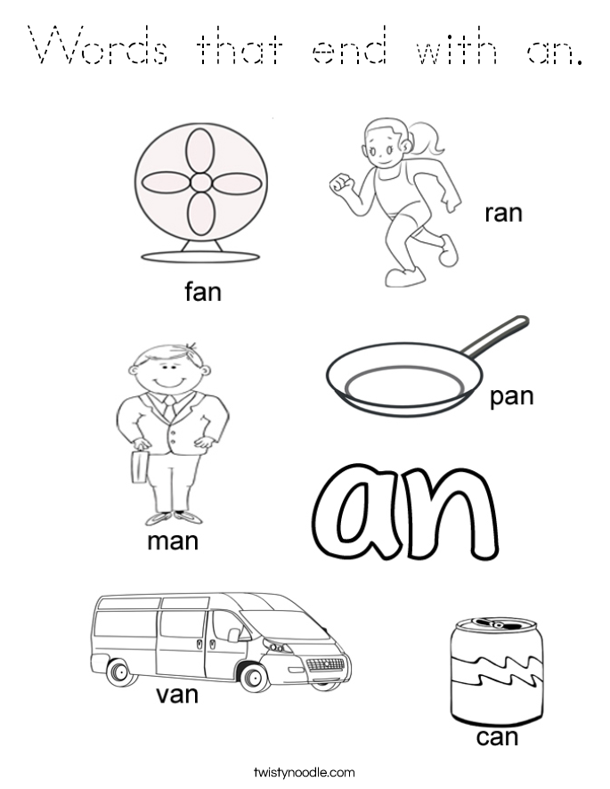Words that end with an. Coloring Page