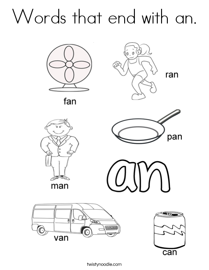 Words that end with an. Coloring Page