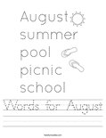Words for August Worksheet