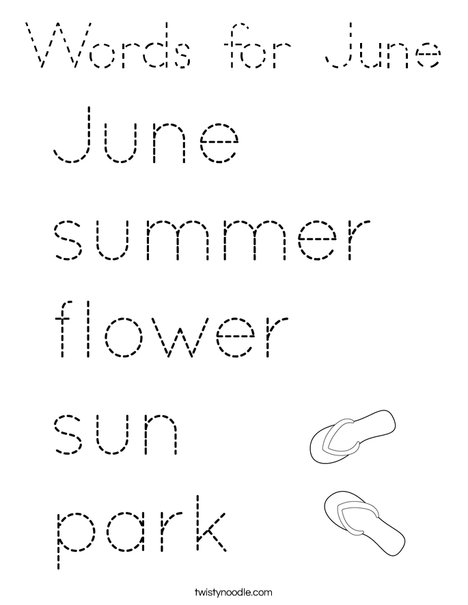 Words for June Coloring Page