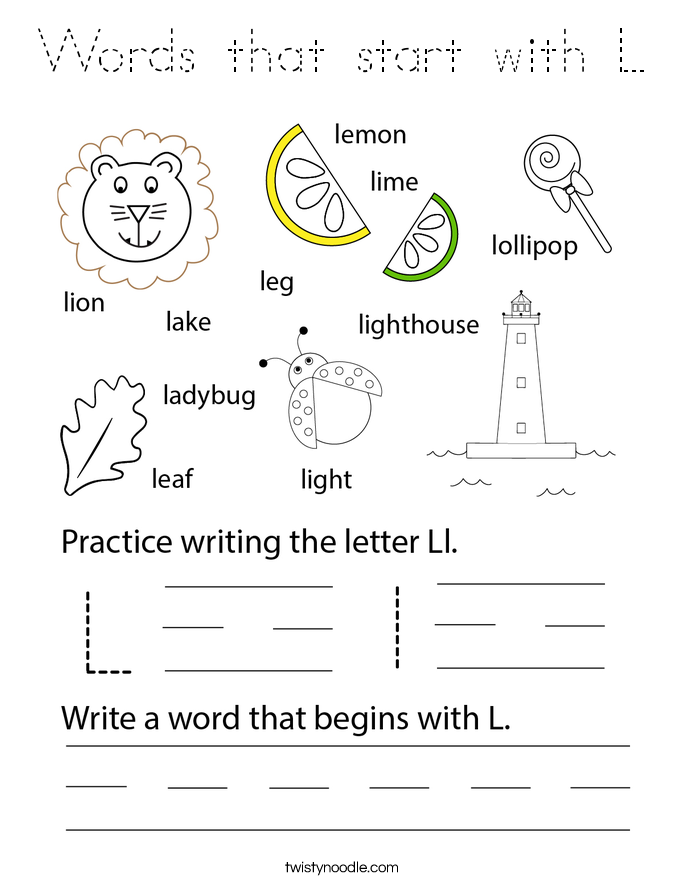 Words that start with L Coloring Page
