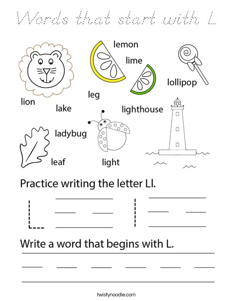 Words that begin with L Coloring Page