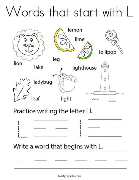 Words that begin with L Coloring Page