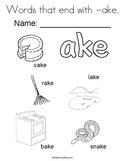 Words that end with -ake Coloring Page