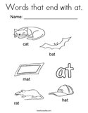 Words that end with at Coloring Page