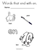 Words that end with en Coloring Page
