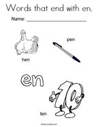 Words that end with en Coloring Page