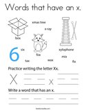 Words that have an x Coloring Page