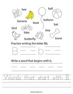 Highlight The Words That Start With B Worksheet - Twisty Noodle