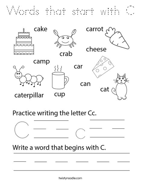 Words that start with C Coloring Page