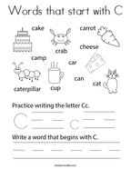 Words that start with C Coloring Page
