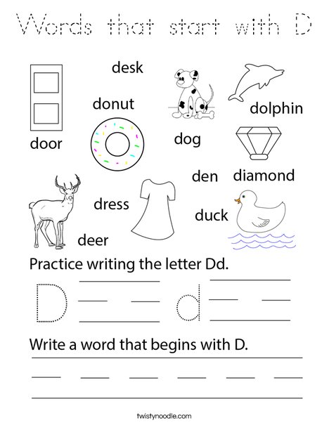 Words that start with D Coloring Page