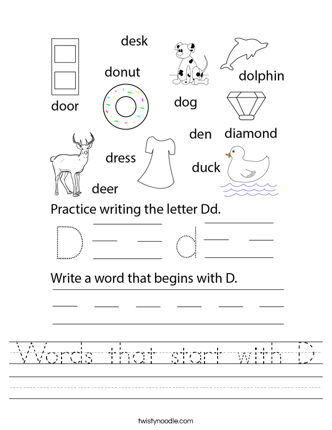 Words that start with D Worksheet