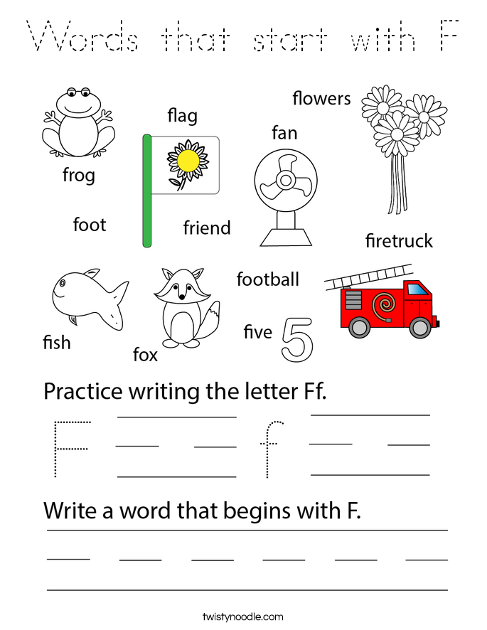 Words that start with F Coloring Page