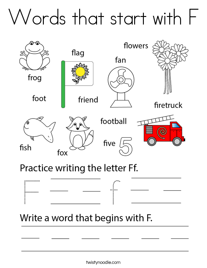 Words that start with F Coloring Page