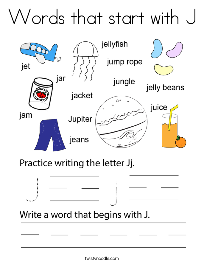 Words that start with J Coloring Page