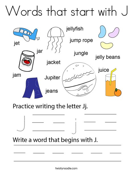 Words that start with J Coloring Page
