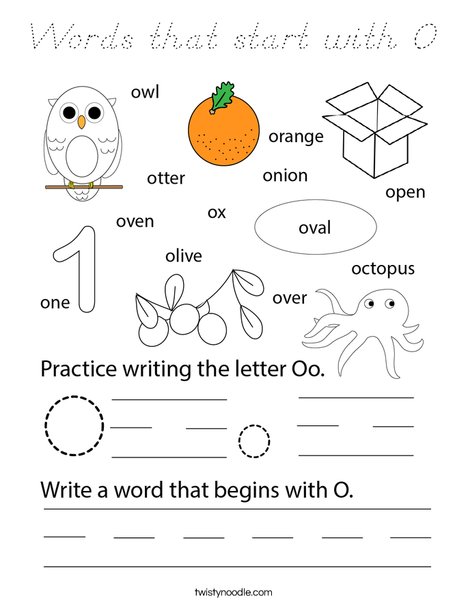 Words that start with O Coloring Page