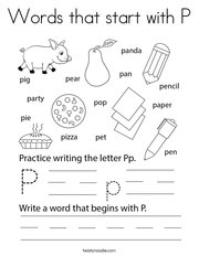 Words that start with P Coloring Page