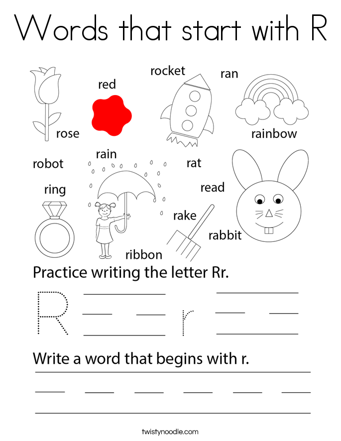 Words that start with R Coloring Page