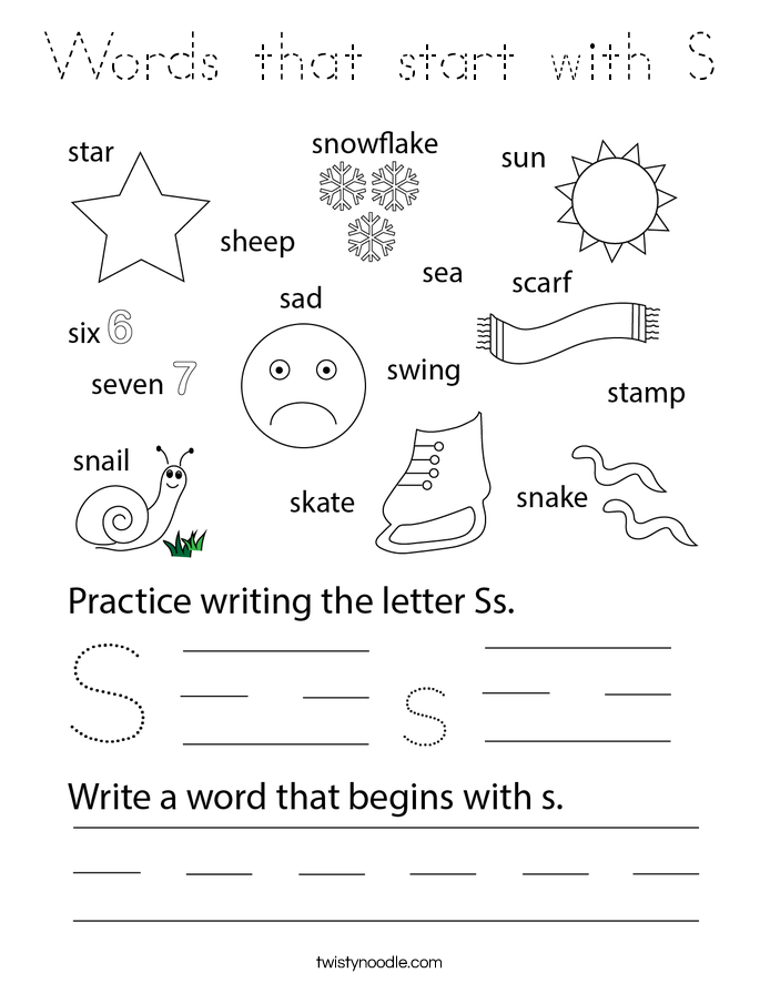 Words that start with S Coloring Page
