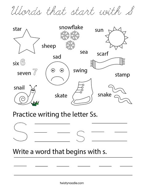 Words that start with S Coloring Page