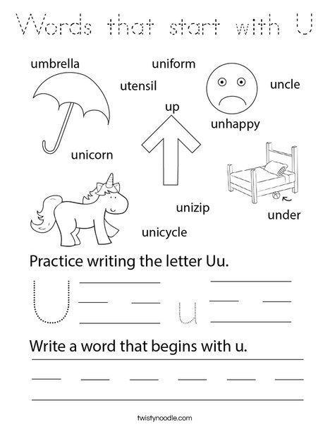 Words that start with U Coloring Page