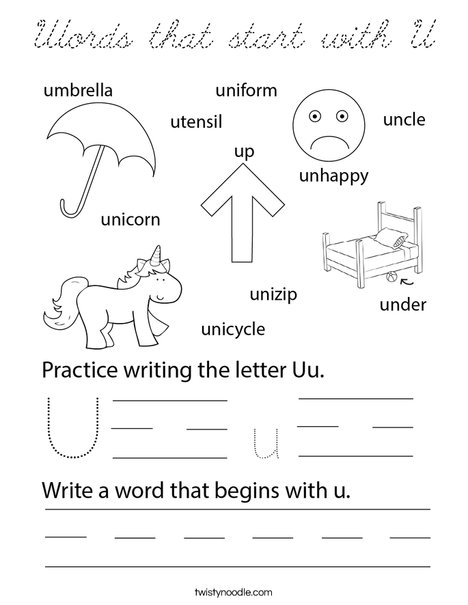 Words that start with U Coloring Page