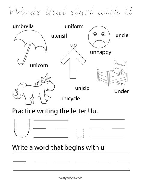 Words that start with U Coloring Page