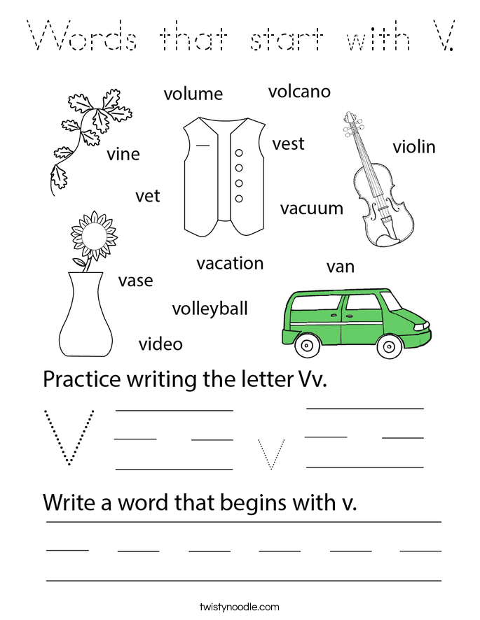 Words that start with V. Coloring Page