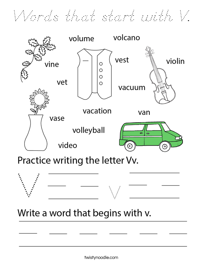 Words that start with V. Coloring Page