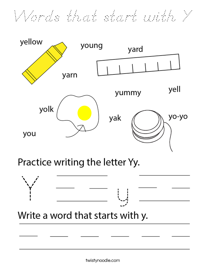 Words that start with Y Coloring Page
