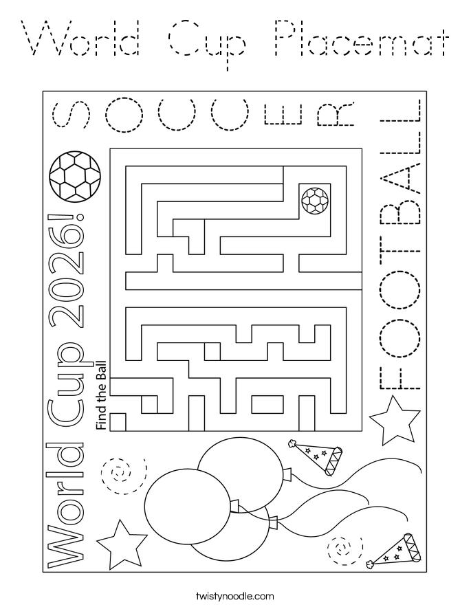 World Cup Placemat Coloring Page