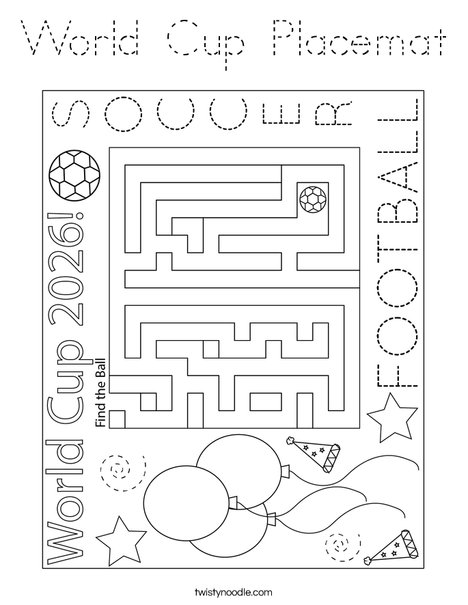 World Cup Placemat Coloring Page