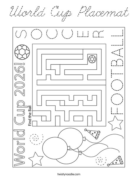 World Cup Placemat Coloring Page