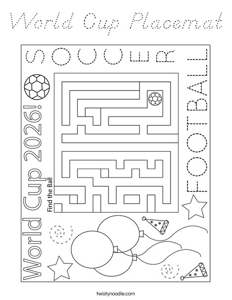 World Cup Placemat Coloring Page