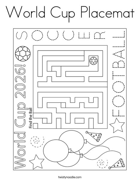 World Cup Placemat Coloring Page