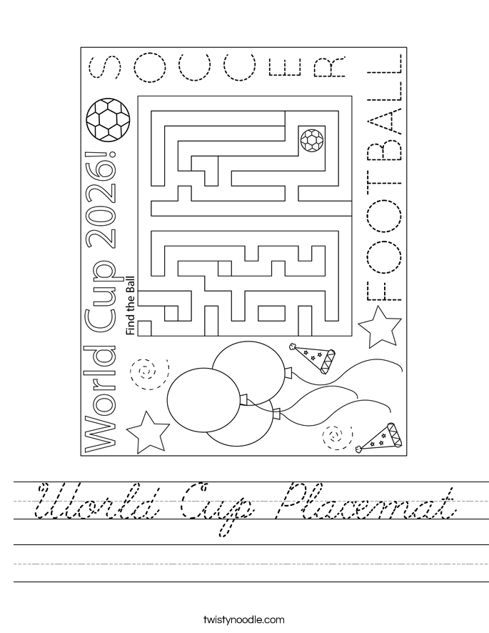 World Cup Placemat Worksheet