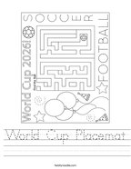 World Cup Placemat Handwriting Sheet