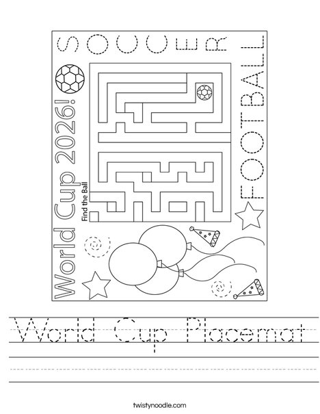 World Cup Placemat Worksheet